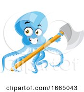 Poster, Art Print Of Octopus With Big Axe