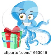 Poster, Art Print Of Octopus With Gift