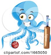Poster, Art Print Of Octopus With Cricket Bat