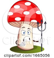 Poster, Art Print Of Angry Mushroom With Spear