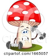 Poster, Art Print Of Mushroom Lifting Weights
