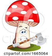 Poster, Art Print Of Mushroom Holding Axe
