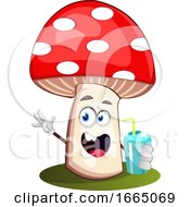 Poster, Art Print Of Mushroom Drinking Soda