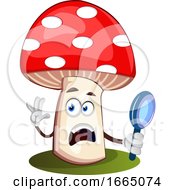 Poster, Art Print Of Mushroom With Magnifying Glass