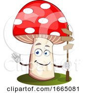 Poster, Art Print Of Mushroom With Road Sign
