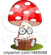 Poster, Art Print Of Mushroom Reading Book