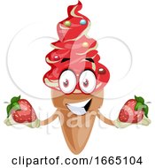 Poster, Art Print Of Ice Cream With Strawberry
