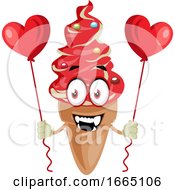 Ice Cream With Heart Balloons