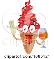 Ice Cream With Glass Of Juice