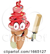 Poster, Art Print Of Ice Cream With A Cricket Bat