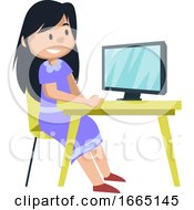 Poster, Art Print Of Girl Watching On Monitor