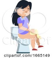 Poster, Art Print Of Girl Sitting On A Toilet