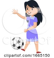 Poster, Art Print Of Girl With Football