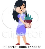 Girl Holding A Plant