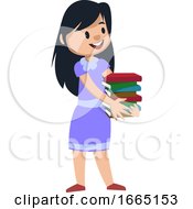 Poster, Art Print Of Girl Holding Books