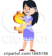 Poster, Art Print Of Girl With Dollar Sign