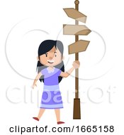 Poster, Art Print Of Girl With Road Sign
