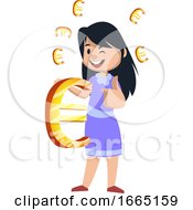 Poster, Art Print Of Girl With Euro Sign
