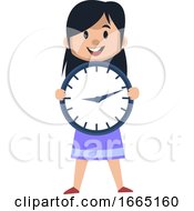 Poster, Art Print Of Girl With Big Clock