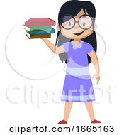 Poster, Art Print Of Girl Holding Books