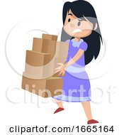 Poster, Art Print Of Girl Holding Boxes