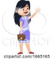 Girl In Red Shoes With Bag