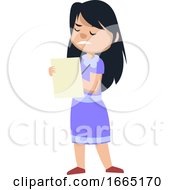Girl Writing On Paper
