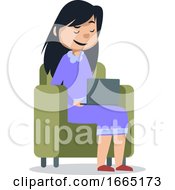 Girl Sitting With Laptop