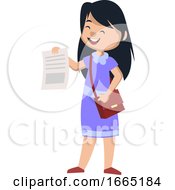 Girl Smiling And Holding Paper