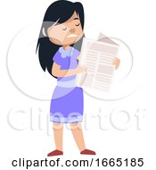 Poster, Art Print Of Girl Reading Newspaper