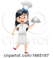 Poster, Art Print Of Girl Cooking With Cooking Hat