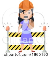 Girl On A Working Construction