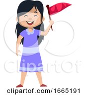 Girl Holding Red Flag by Morphart Creations