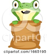 Poster, Art Print Of Cheerful Baby Frog Holding A Pillow