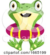 Poster, Art Print Of Cute Baby Frog Wearing A Life Buoy
