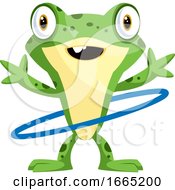 Poster, Art Print Of Happy Frog Dancing With The Hula Hoop