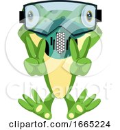 Poster, Art Print Of Cheerful Frog Diving With A Diving Mask