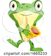 Poster, Art Print Of Joyful Frog Playing Saxophone