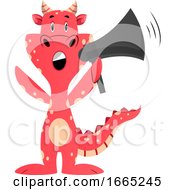 Poster, Art Print Of Red Dragon Is Holding Megaphone
