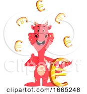 Poster, Art Print Of Red Dragon Is Holding Euro Sign