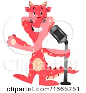 Poster, Art Print Of Red Dragon Is Holding Microphone
