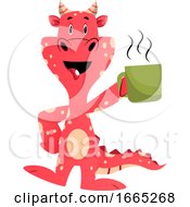 Red Dragon Is Holding Mug