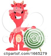 Poster, Art Print Of Red Dragon Is Holding Target