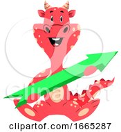 Poster, Art Print Of Red Dragon Is Holding An Arrow
