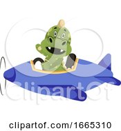 Poster, Art Print Of Green Dragon Is Driving A Plane