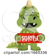 Poster, Art Print Of Green Dragon Is Holding Sorry Sign
