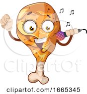 Fried Chicken Leg Singing On A Microphone