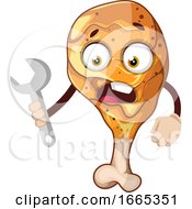 Poster, Art Print Of Surprised Chicken Leg Holding A Tool