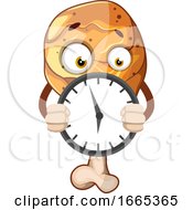 Fried Chicken Leg Holding A Clock