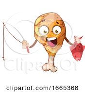 Poster, Art Print Of Smiling Chicken Leg Catch A Fish